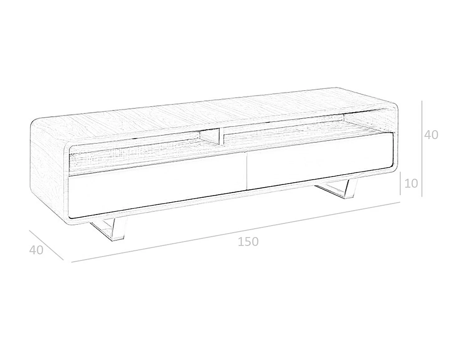 Meuble TV bois blanc, noyer et acier chromé 3046 ANGEL CERDA