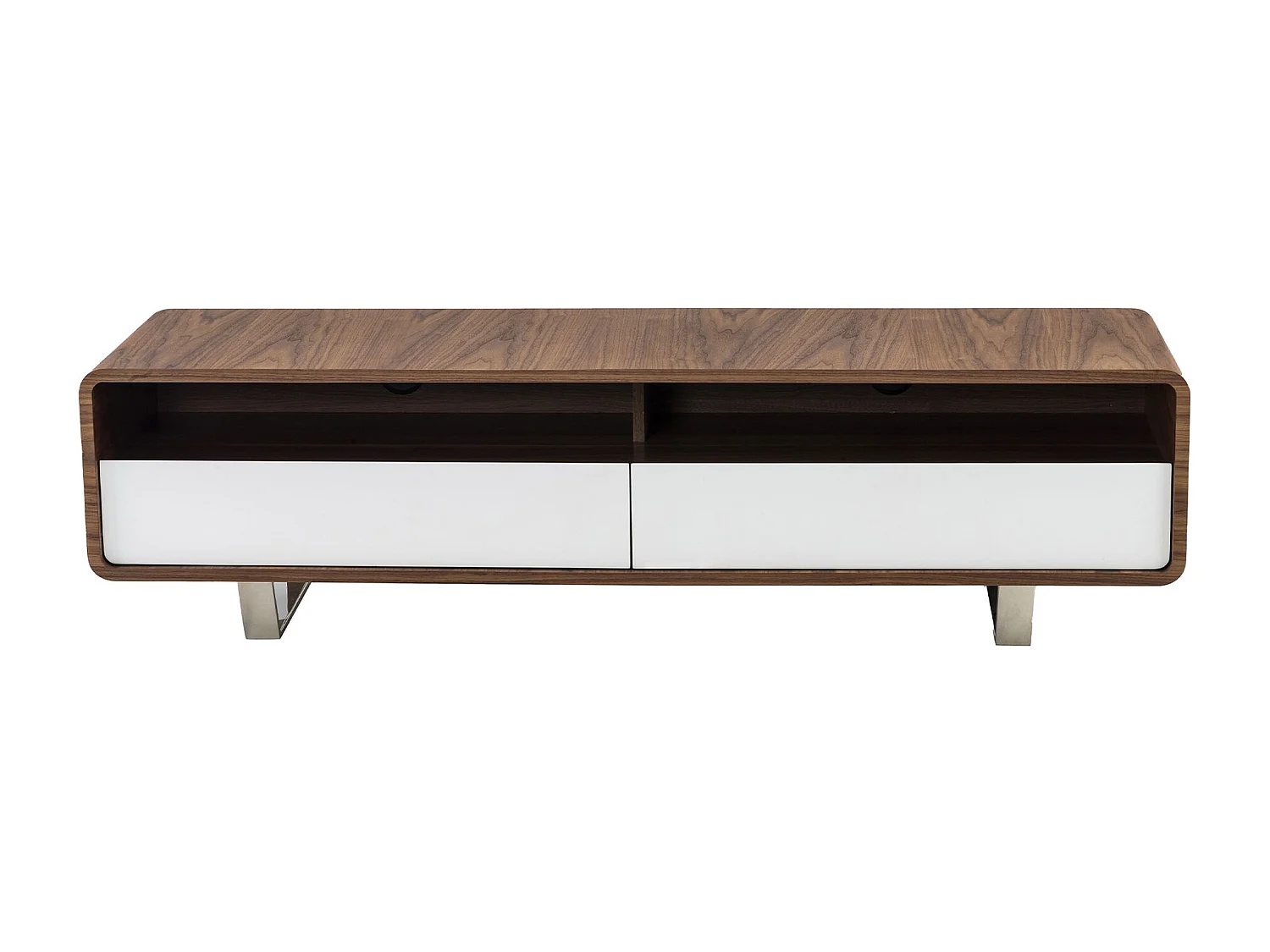 Meuble TV bois blanc, noyer et acier chromé 3046 ANGEL CERDA