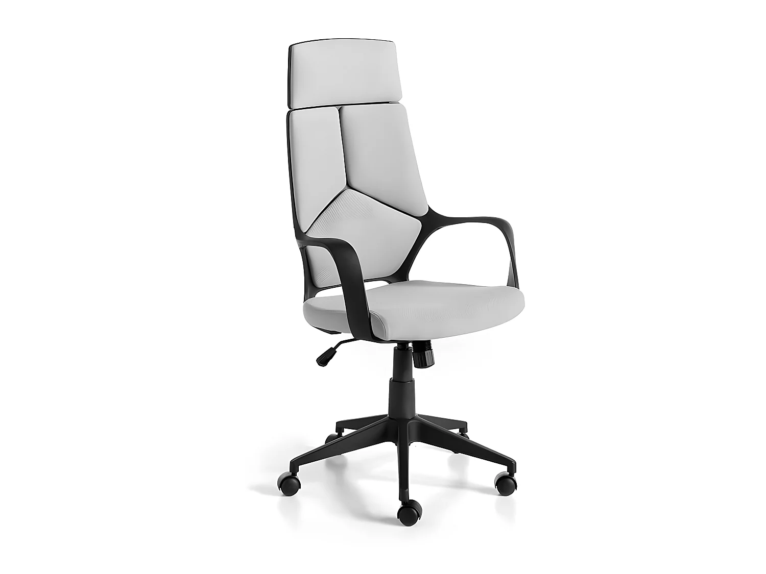 Obrotowe krzesło biurowe z jasnoszarej tkaniny i czarnego PCV