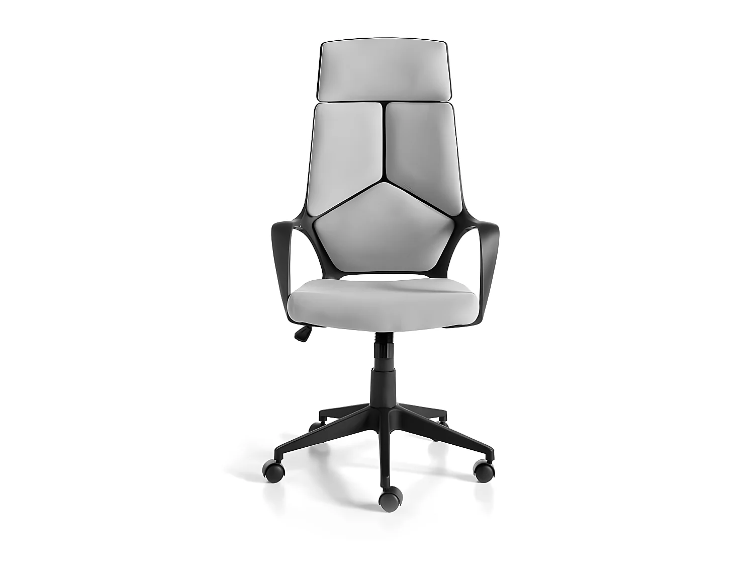 Obrotowe krzesło biurowe z jasnoszarej tkaniny i czarnego PCV