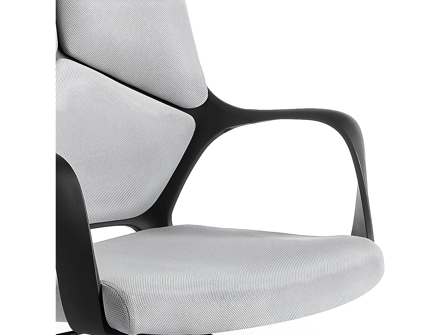 Obrotowe krzesło biurowe z jasnoszarej tkaniny i czarnego PCV