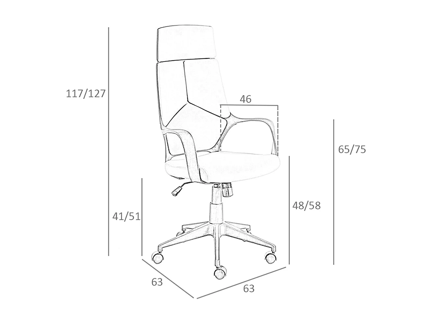 Fauteuil de bureau pivotante en tissu gris clair et pvc noir 4076 ANGEL CERDA