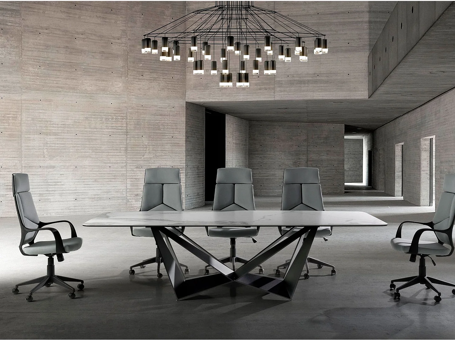 Chaise de bureau rembourrée en tissu gris avec accoudoirs 4076 ANGEL CERDA
