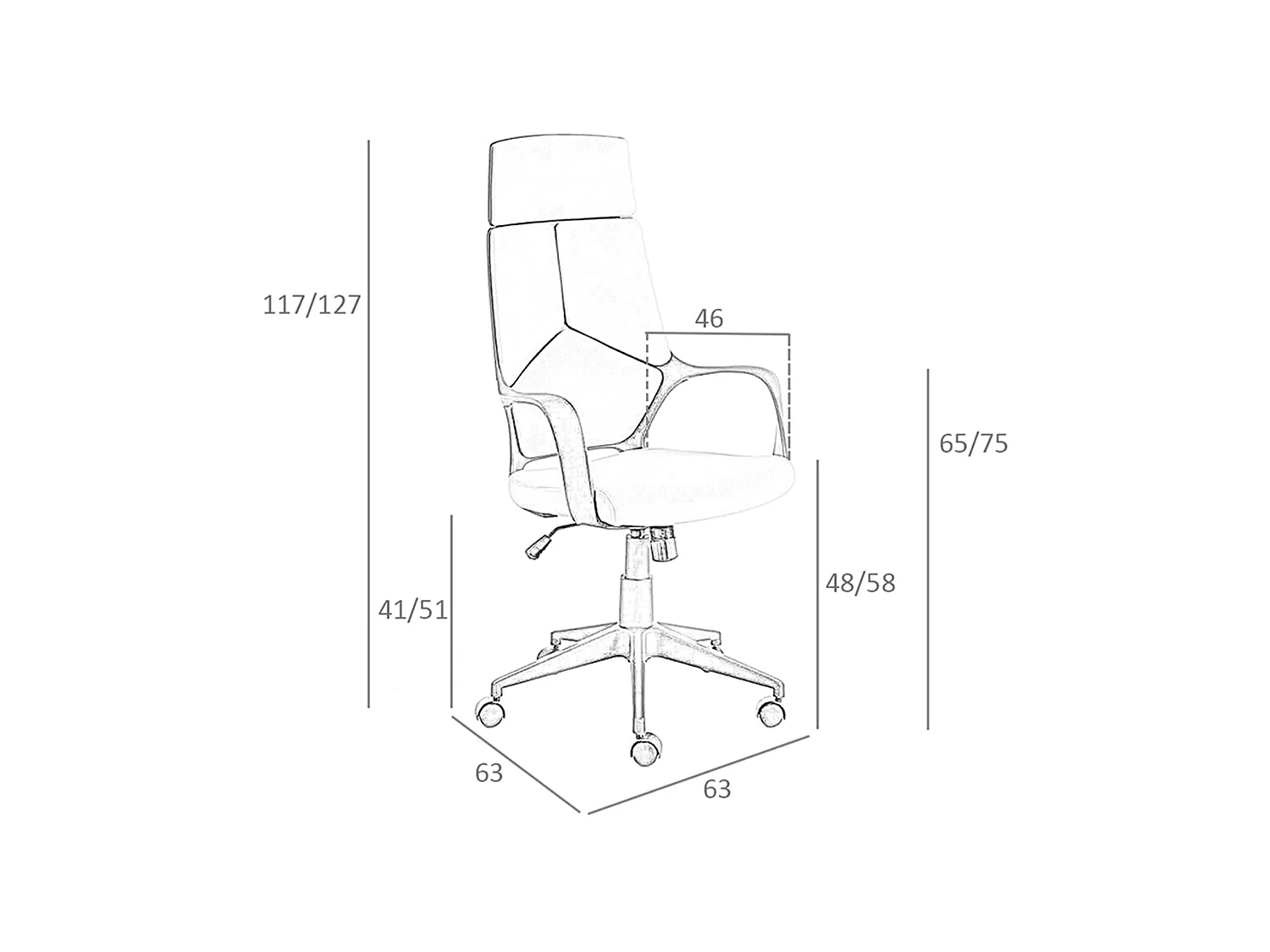 Chaise de bureau rembourrée en tissu gris avec accoudoirs 4076 ANGEL CERDA
