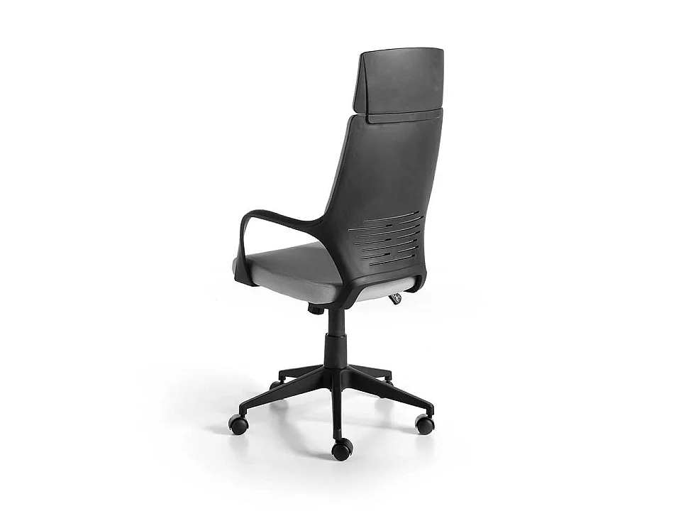 Fauteuil de bureau pivotante en tissu gris clair et pvc noir 4076 ANGEL CERDA