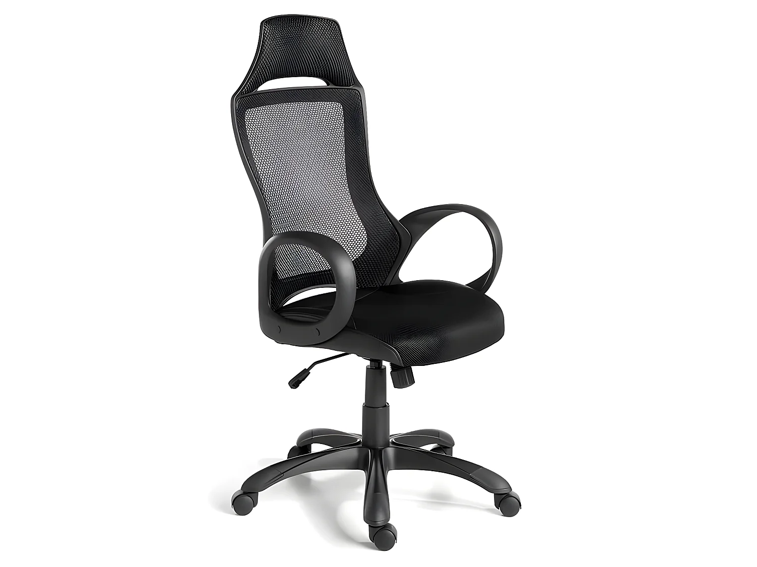 Obrotowe krzesło biurowe z czarnej tkaniny