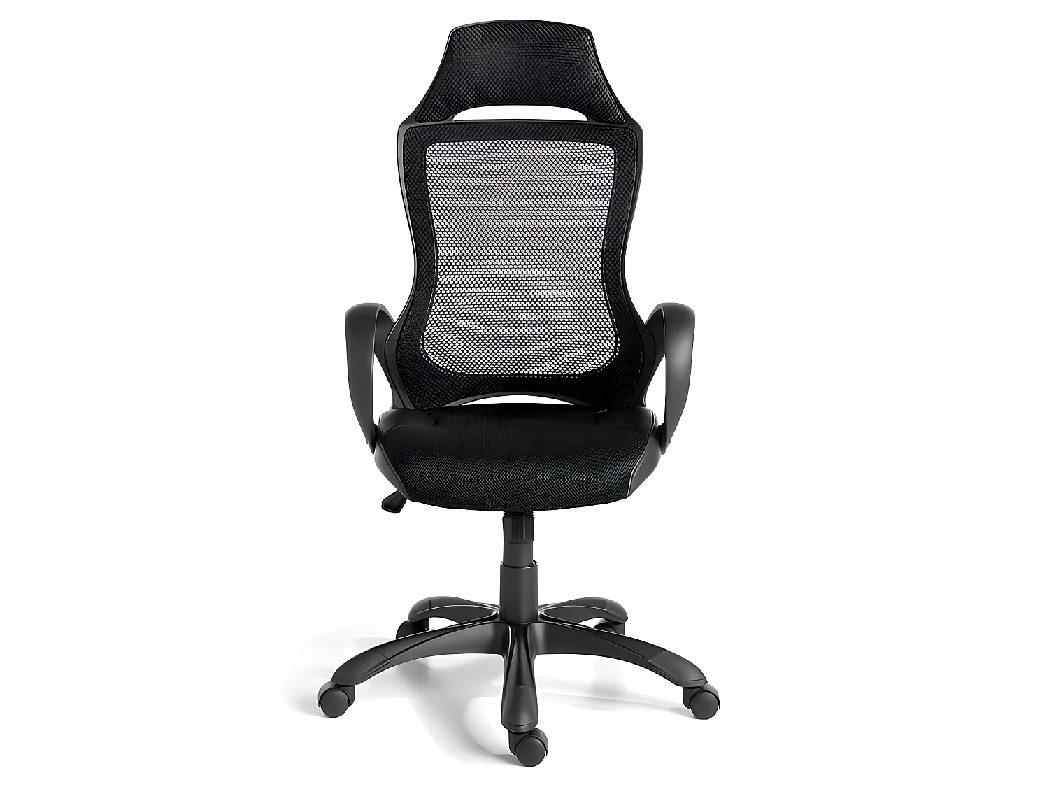 Obrotowe krzesło biurowe z czarnej tkaniny