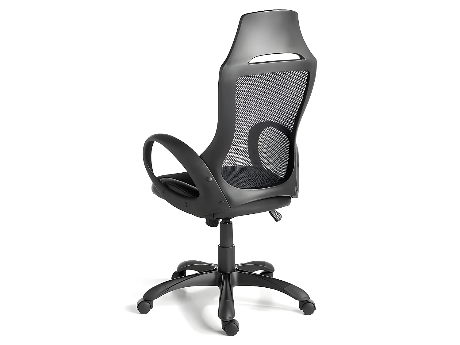 Obrotowe krzesło biurowe z czarnej tkaniny