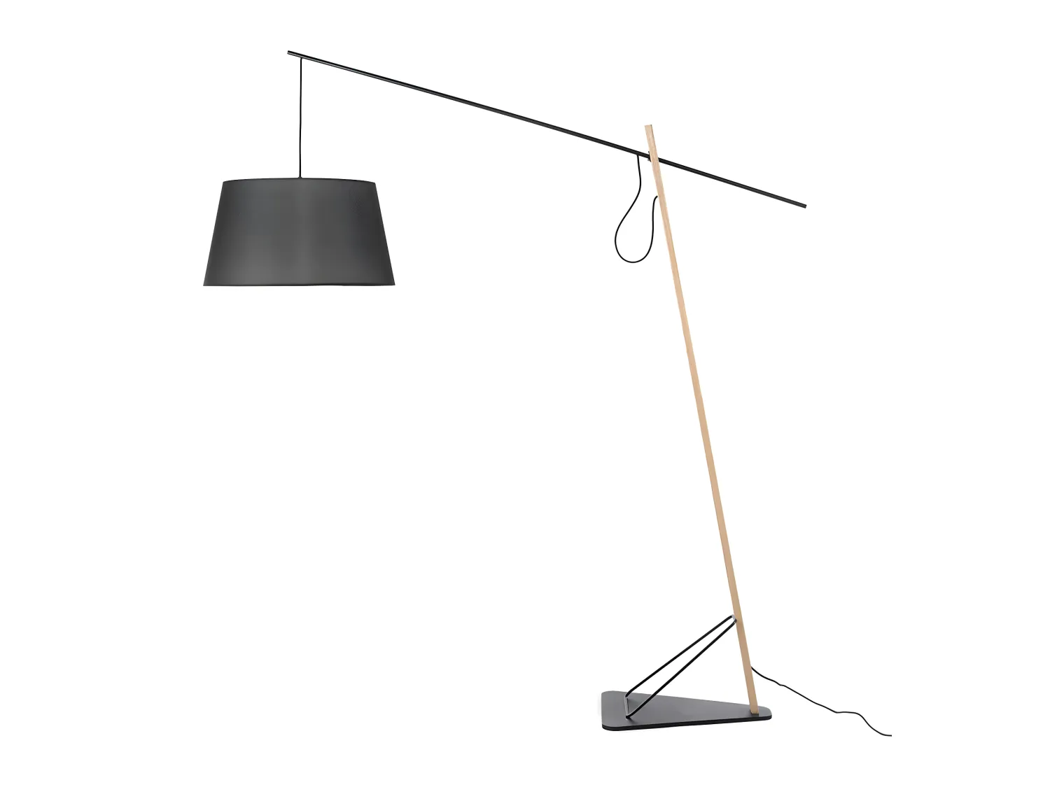 Lampadaire en noir et bois de chêne 8035 ANGEL CERDA