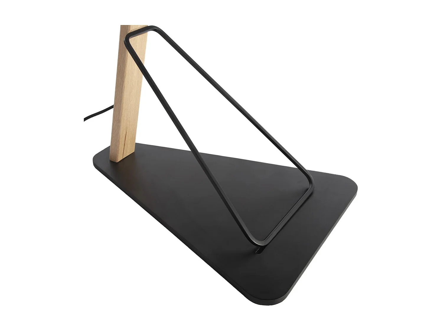 Staande lamp in eikenhout en zwart staal