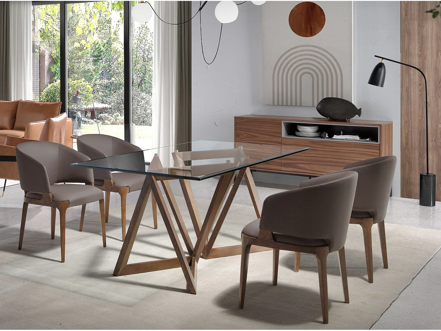 Lampadaire en marbre noir et acier noir