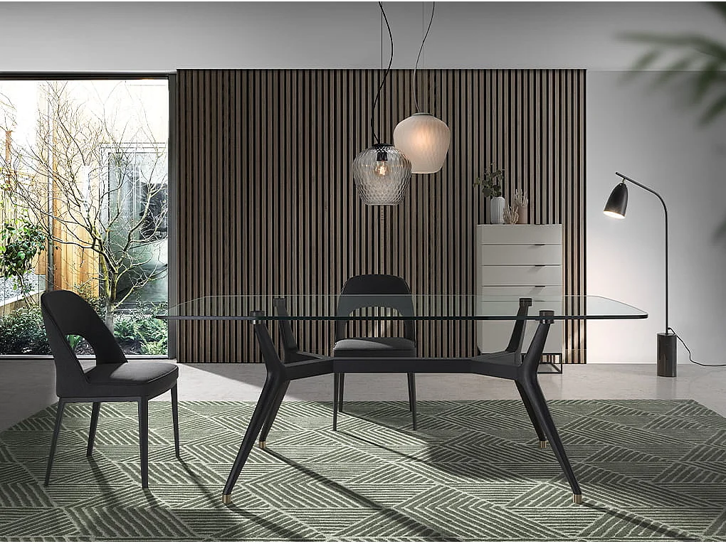 Lámpara de pie mármol negro y acero negro 8051 ANGEL CERDA