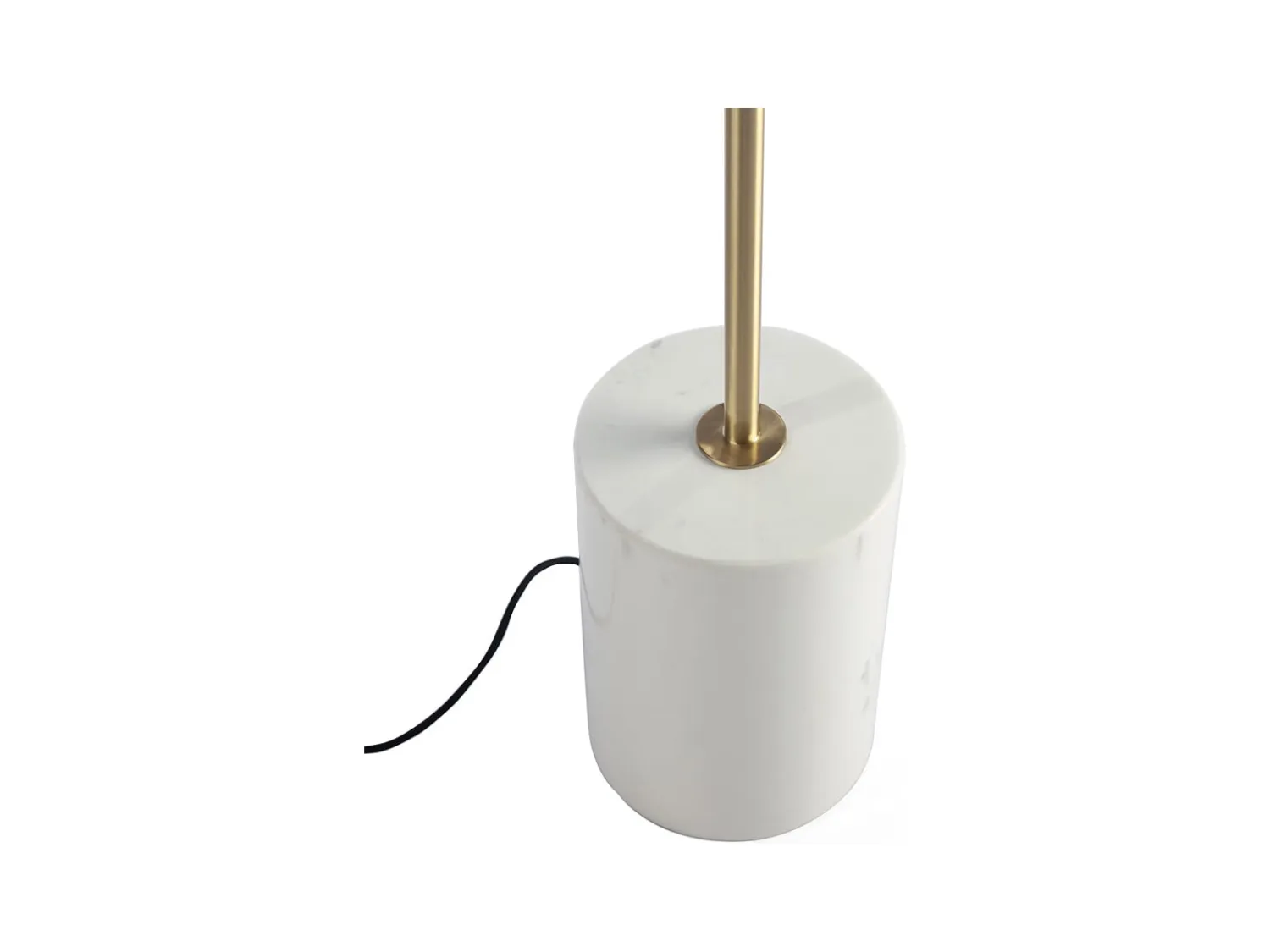 Lampada da terra in marmo bianco, acciaio dorato e vetro bianco