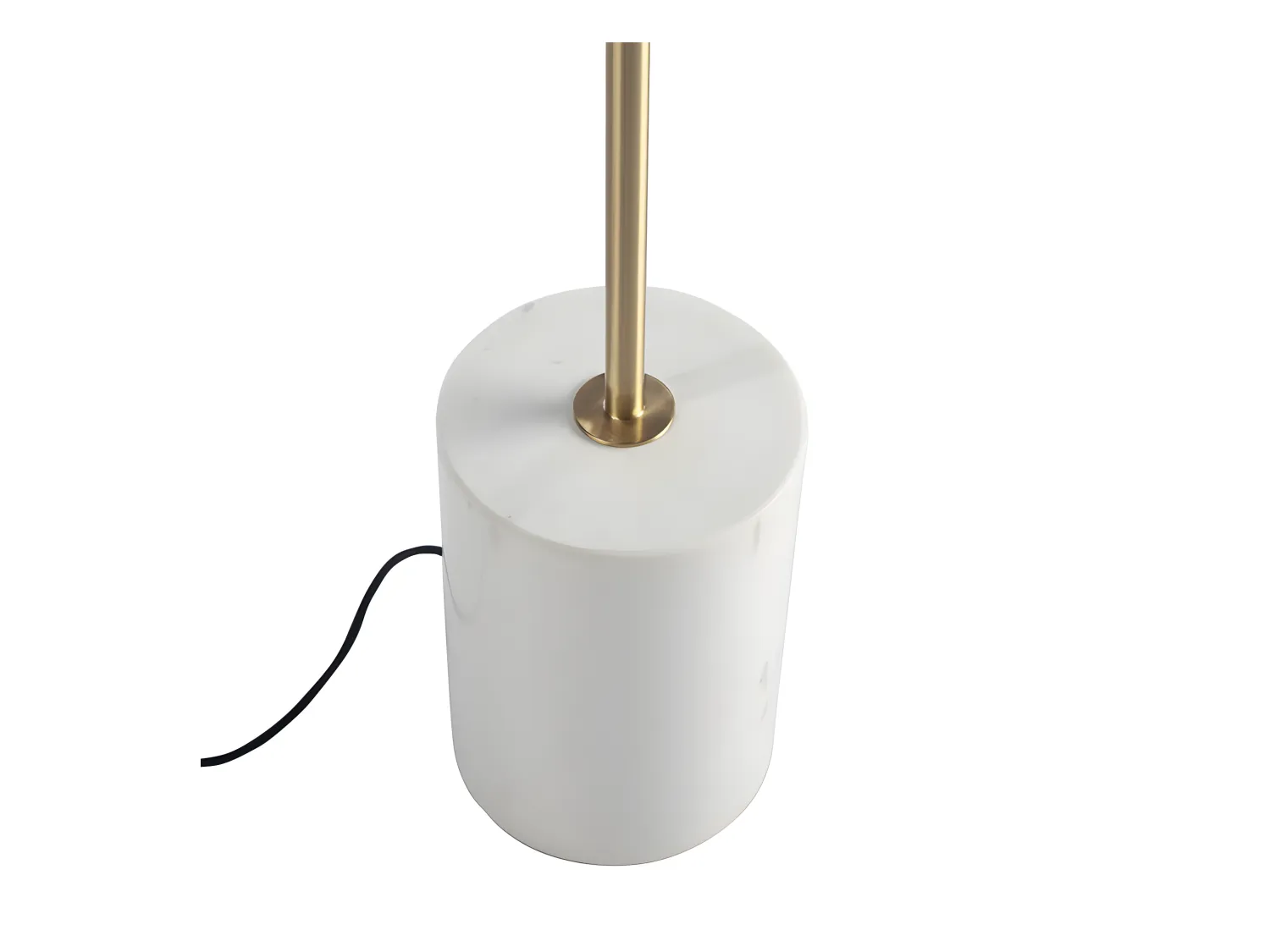 Lampada da terra in marmo bianco, acciaio dorato e vetro bianco