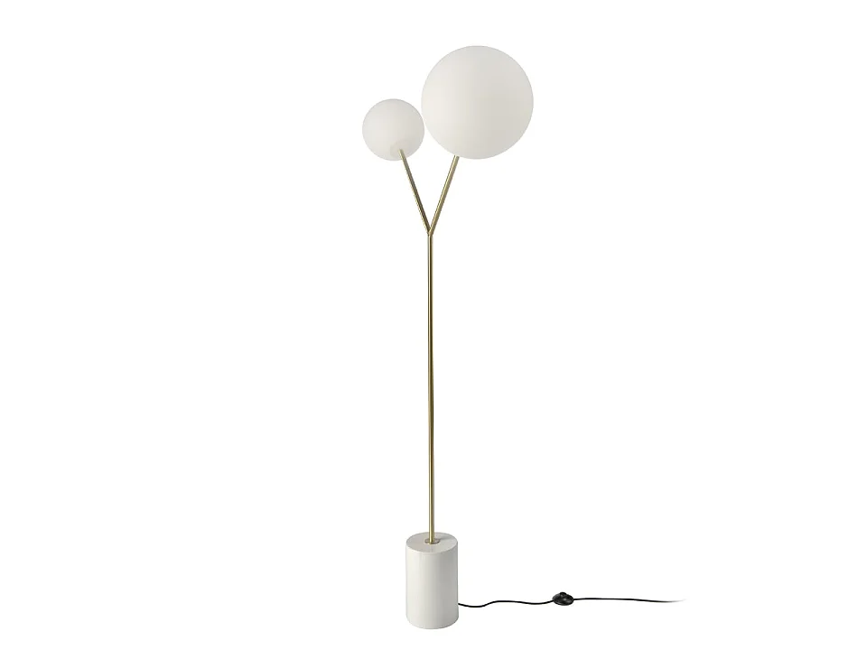 Lampadaire en marbre blanc, acier doré et verre blanc 8048 ANGEL CERDA