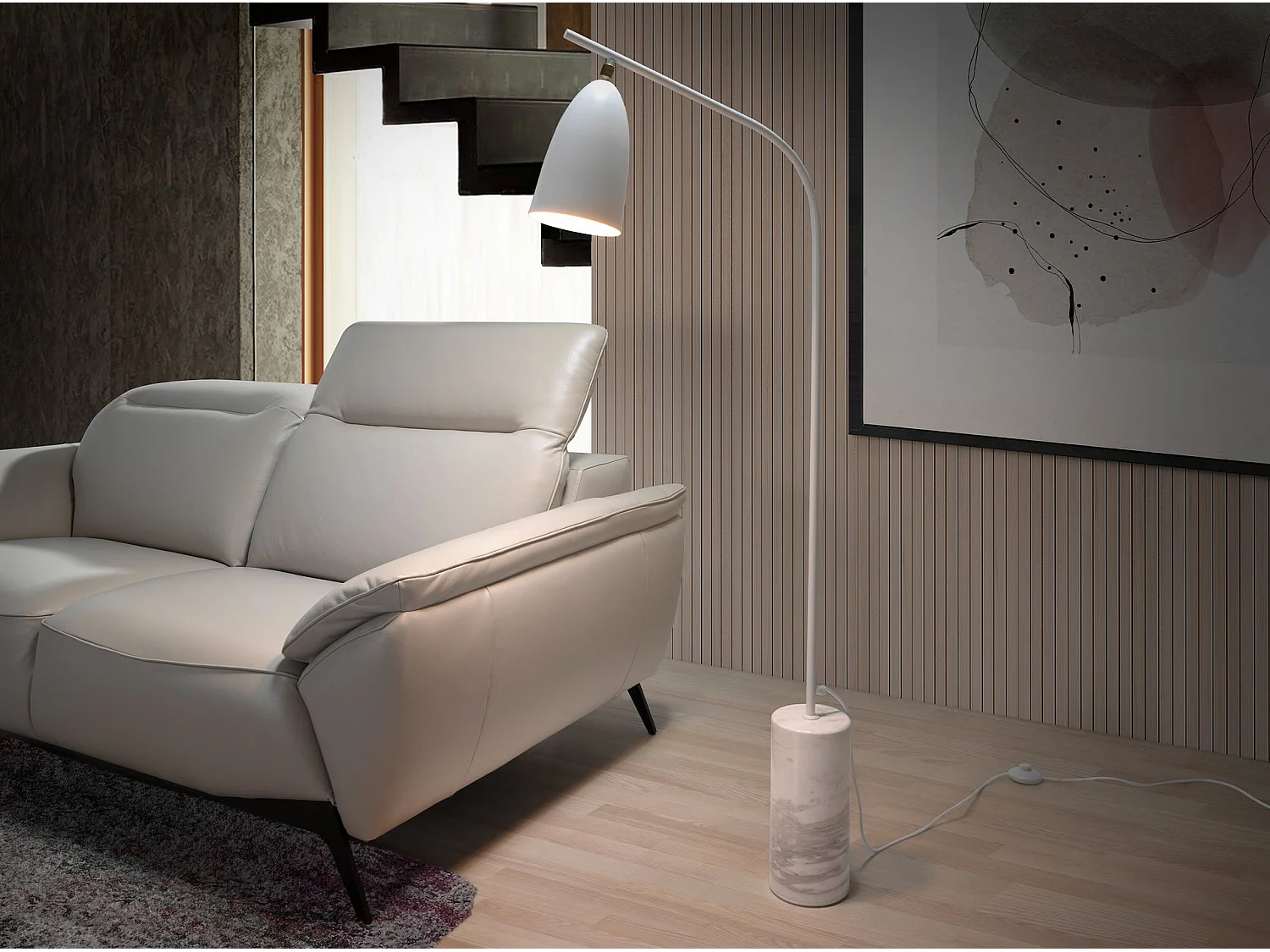 Lampadaire en marbre et acier blanc 8036 ANGEL CERDA