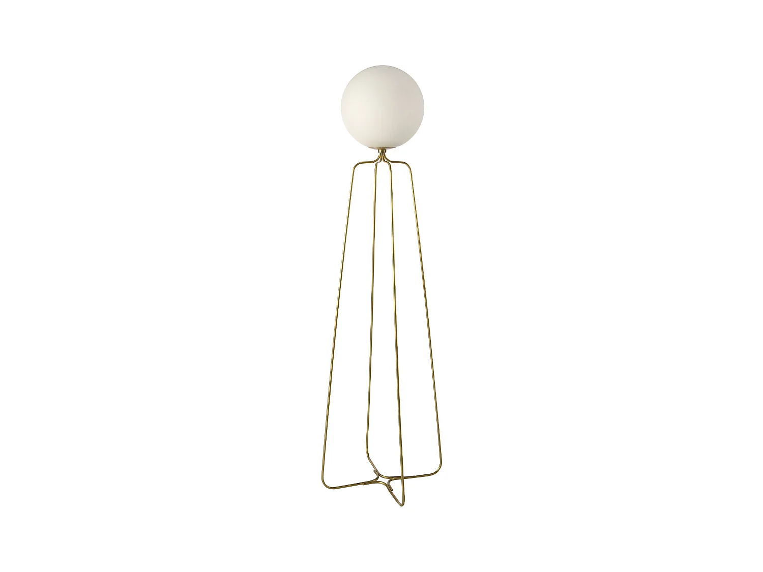 Lampada da terra in acciaio dorato e vetro bianco