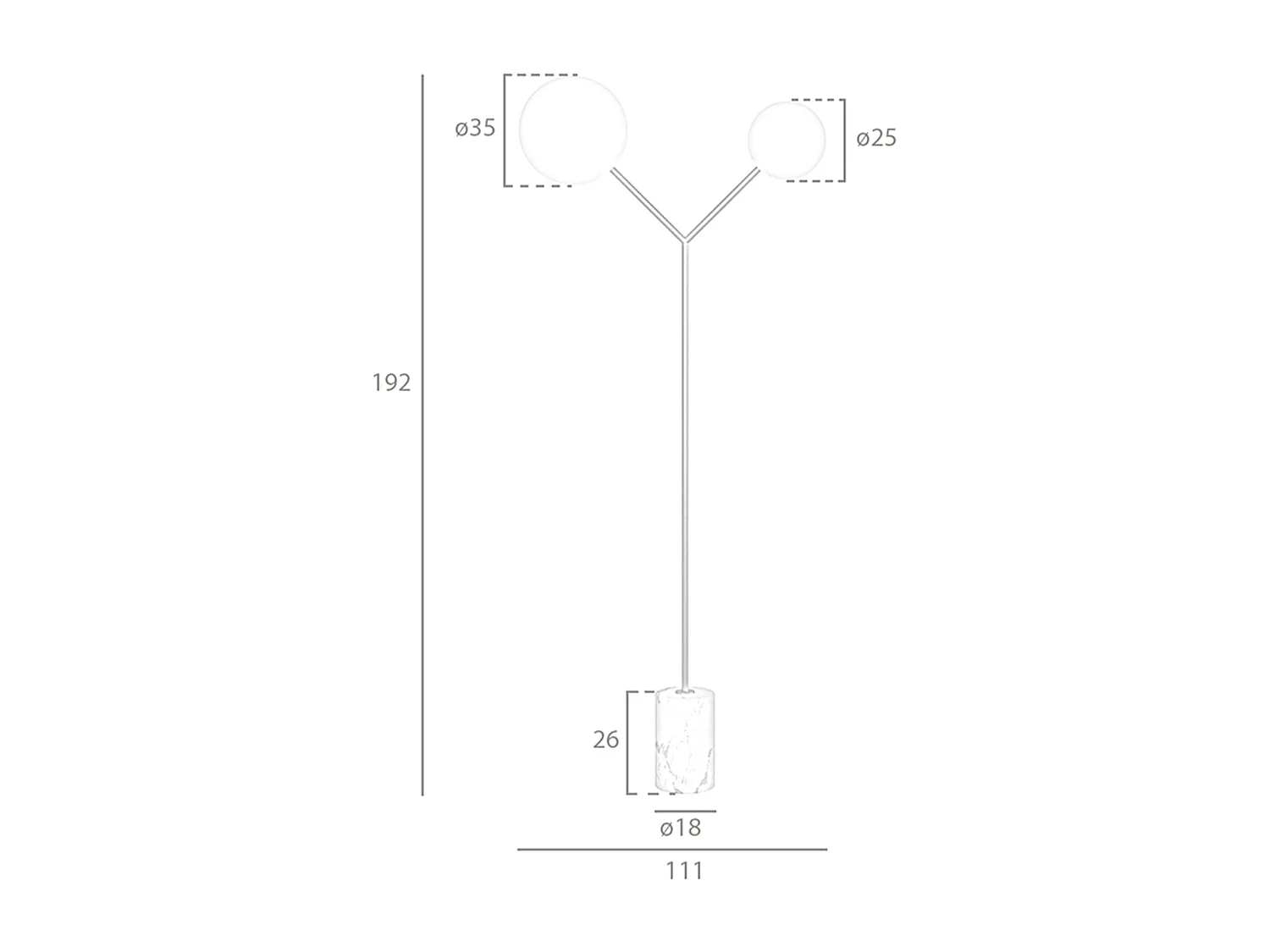 Lampa podłogowa ze złotej stali i białego szkła 8047 ANGEL CERDA