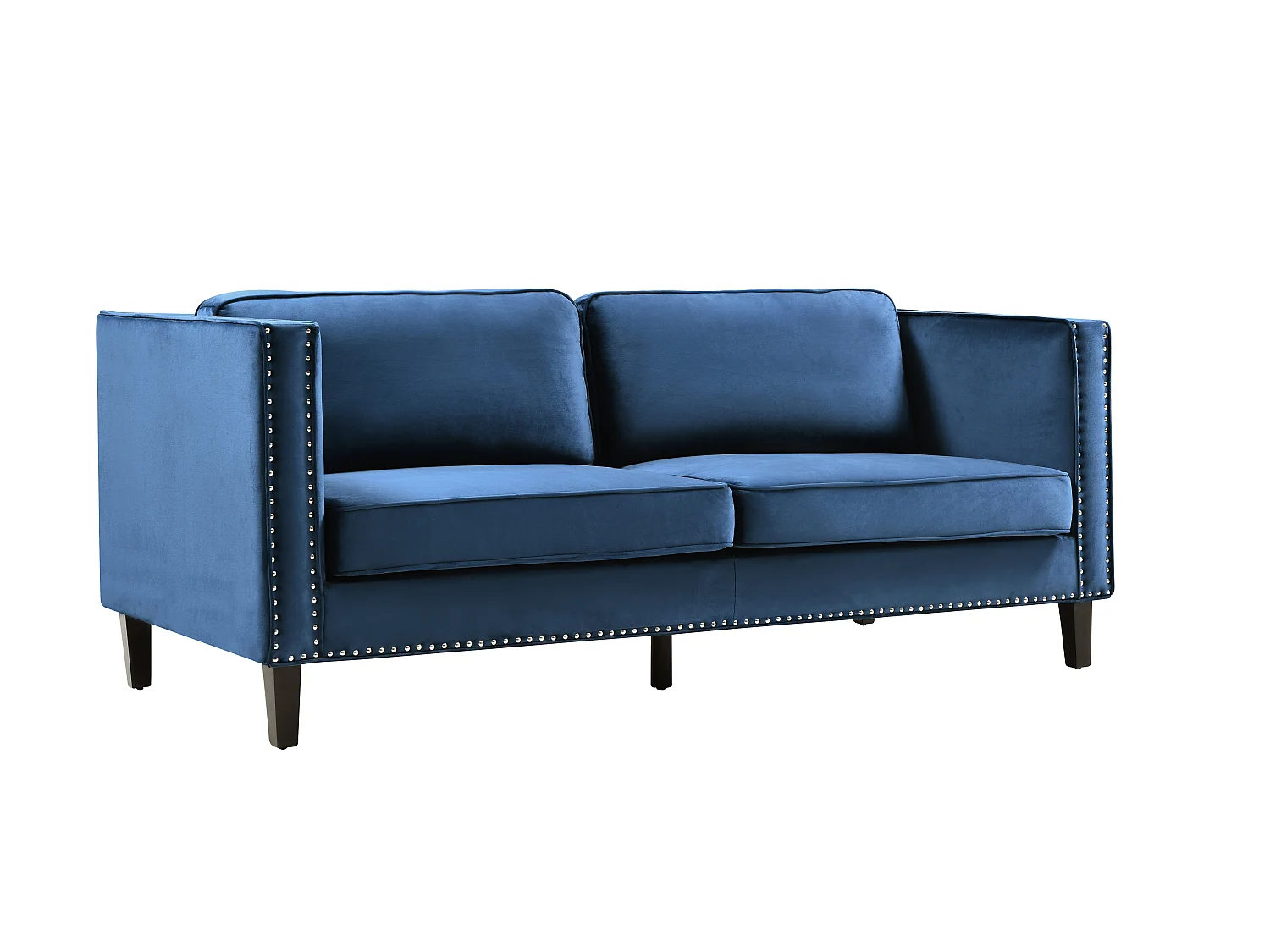 Canapé 3 places en velours bleu MASULI