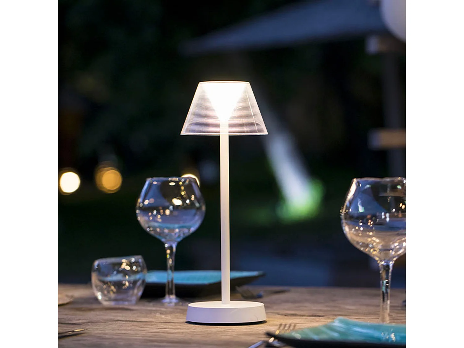 Lampe de table sans fil LED BEVERLY Blanc Plastique H34CM