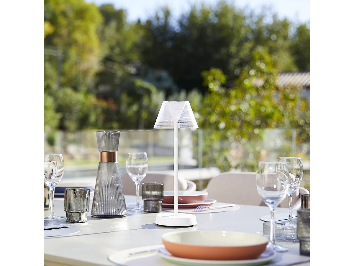 Lampe de table sans fil BEVERLY blanc H34cm