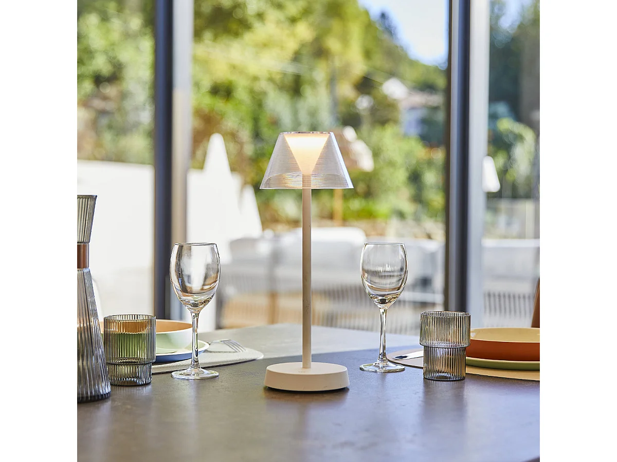 Lampe de table sans fil BEVERLY blanc H34cm