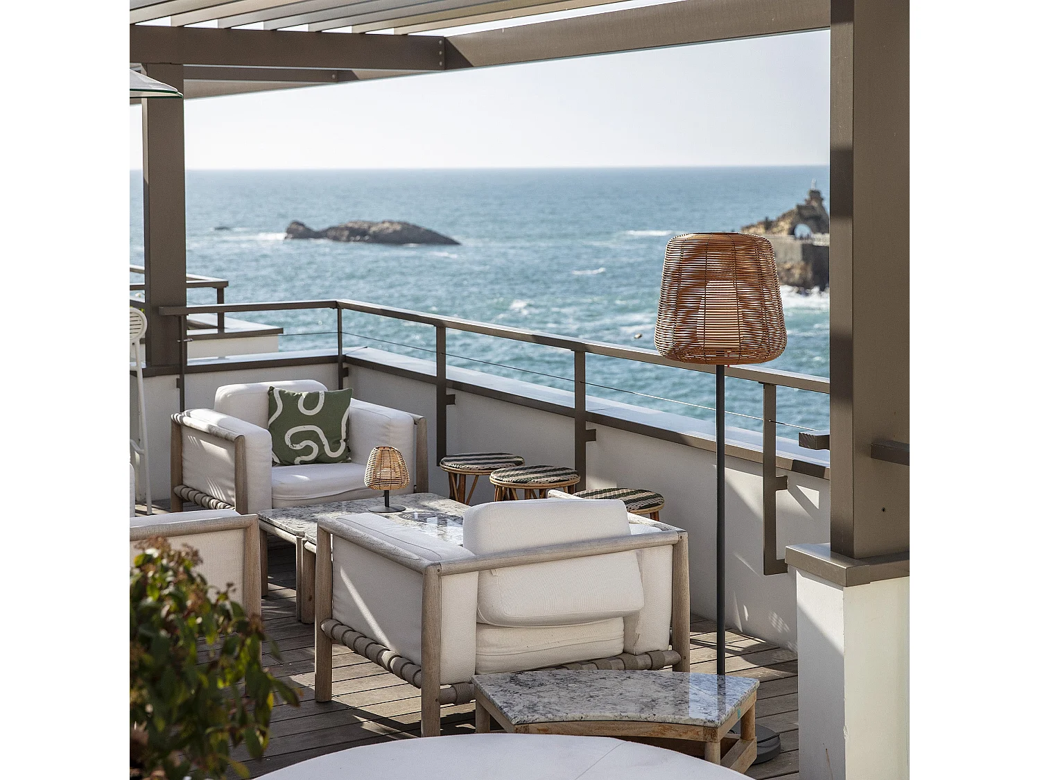 Lampadaire ext filaire BOHEME Bois Poly rotin H150CM