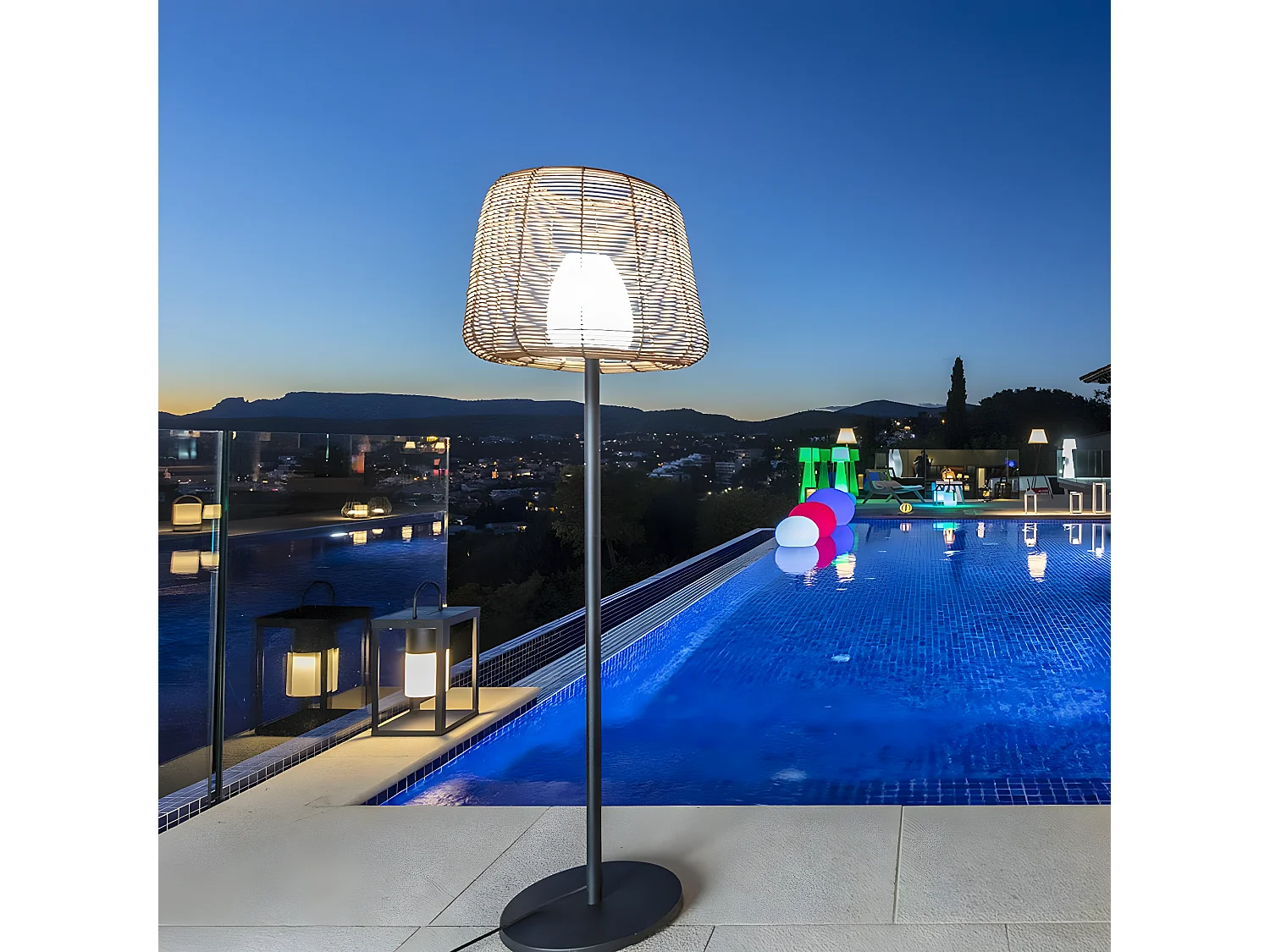 Lampadaire ext filaire BOHEME Bois Poly rotin H150CM