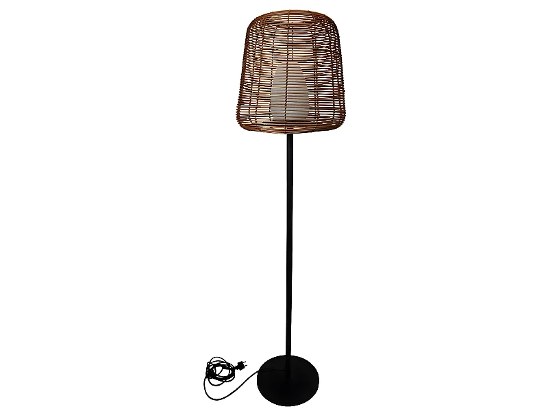 Lampadaire ext filaire BOHEME Bois Poly rotin H150CM