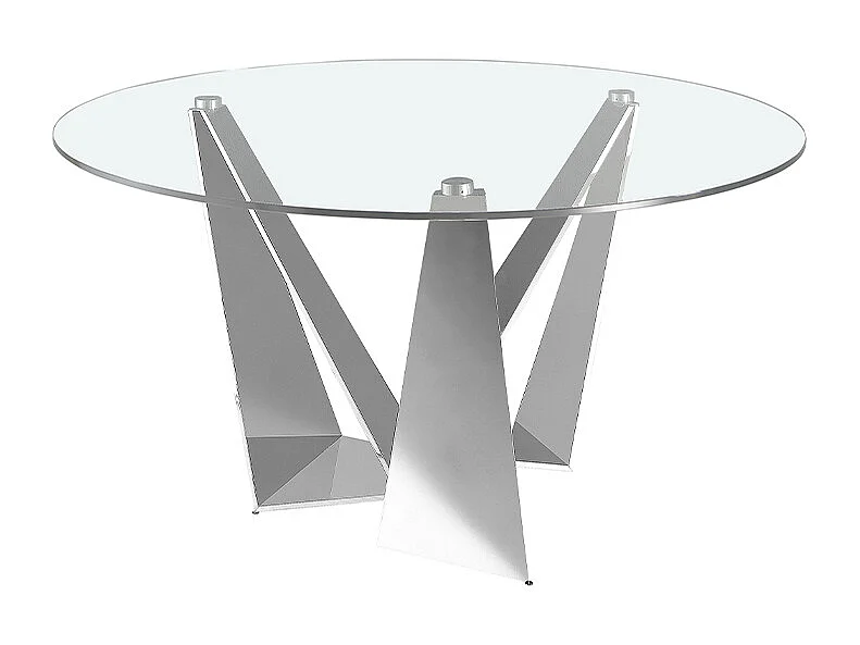 Table à manger ronde verre trempé et acier chromé 1042 ANGEL CERDA