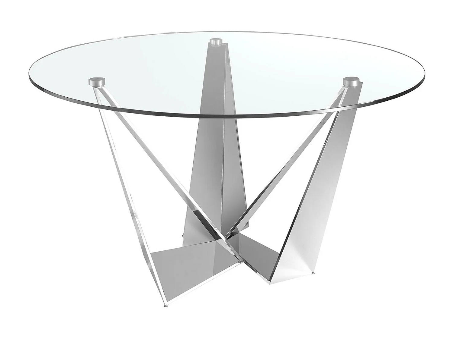 Table à manger ronde verre trempé et acier chromé 1042 ANGEL CERDA