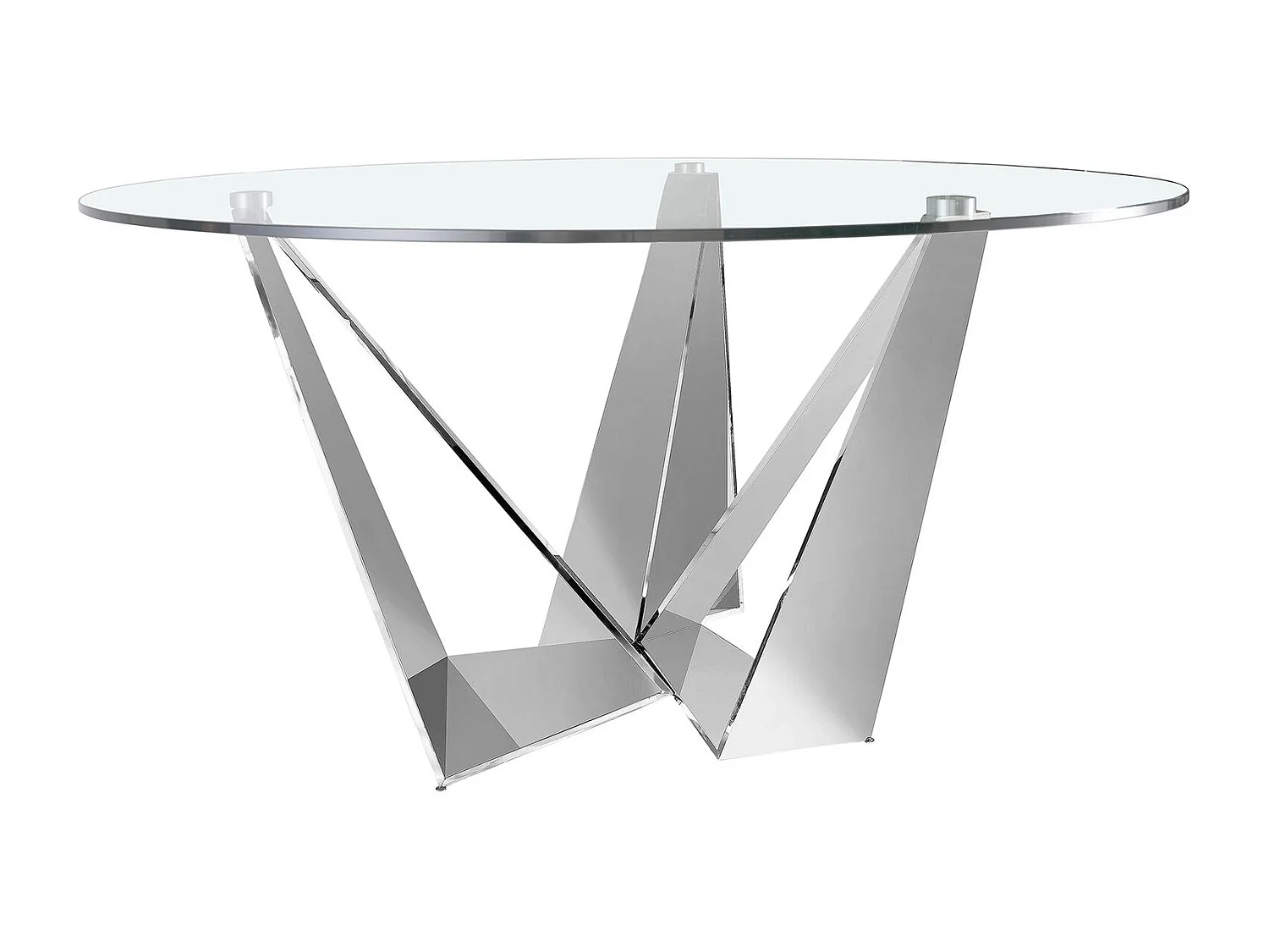 Table à manger ronde verre trempé et acier chromé 1042 ANGEL CERDA