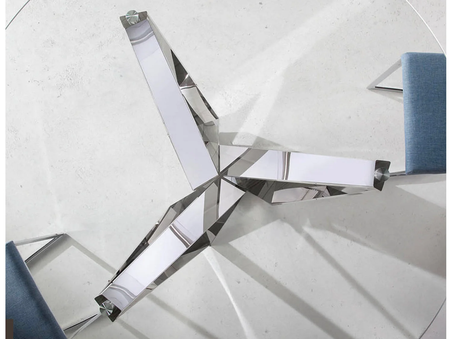 Table à manger ronde verre trempé et acier chromé 1042 ANGEL CERDA