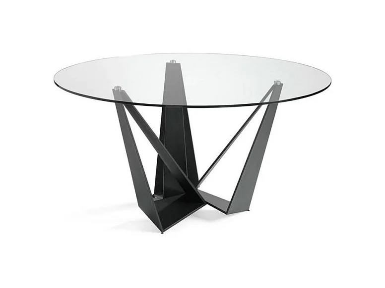 Table à manger en acier noir et verre 1045 ANGEL CERDA
