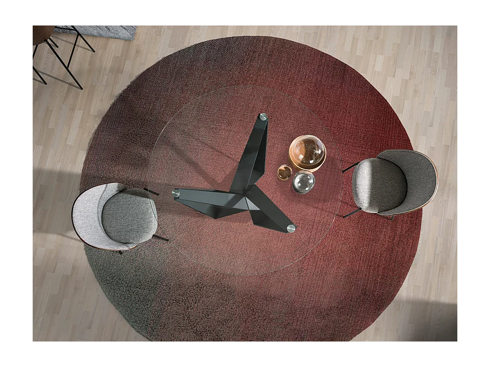 Stół do jadalni okrągła szkło hartowane i stal czarna