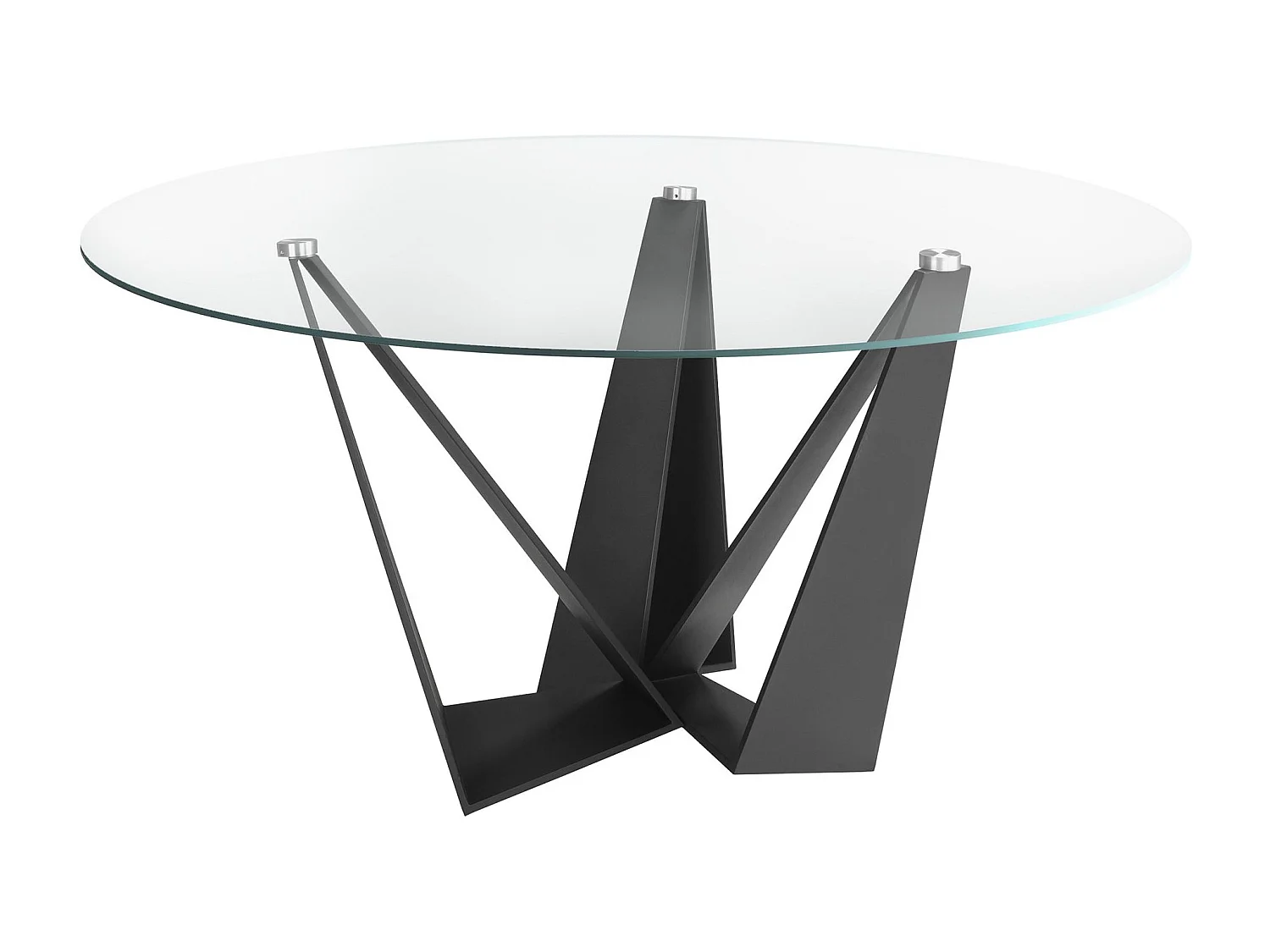 Eettafel rond gehard glas en zwart staal 1045 ANGEL CERDA