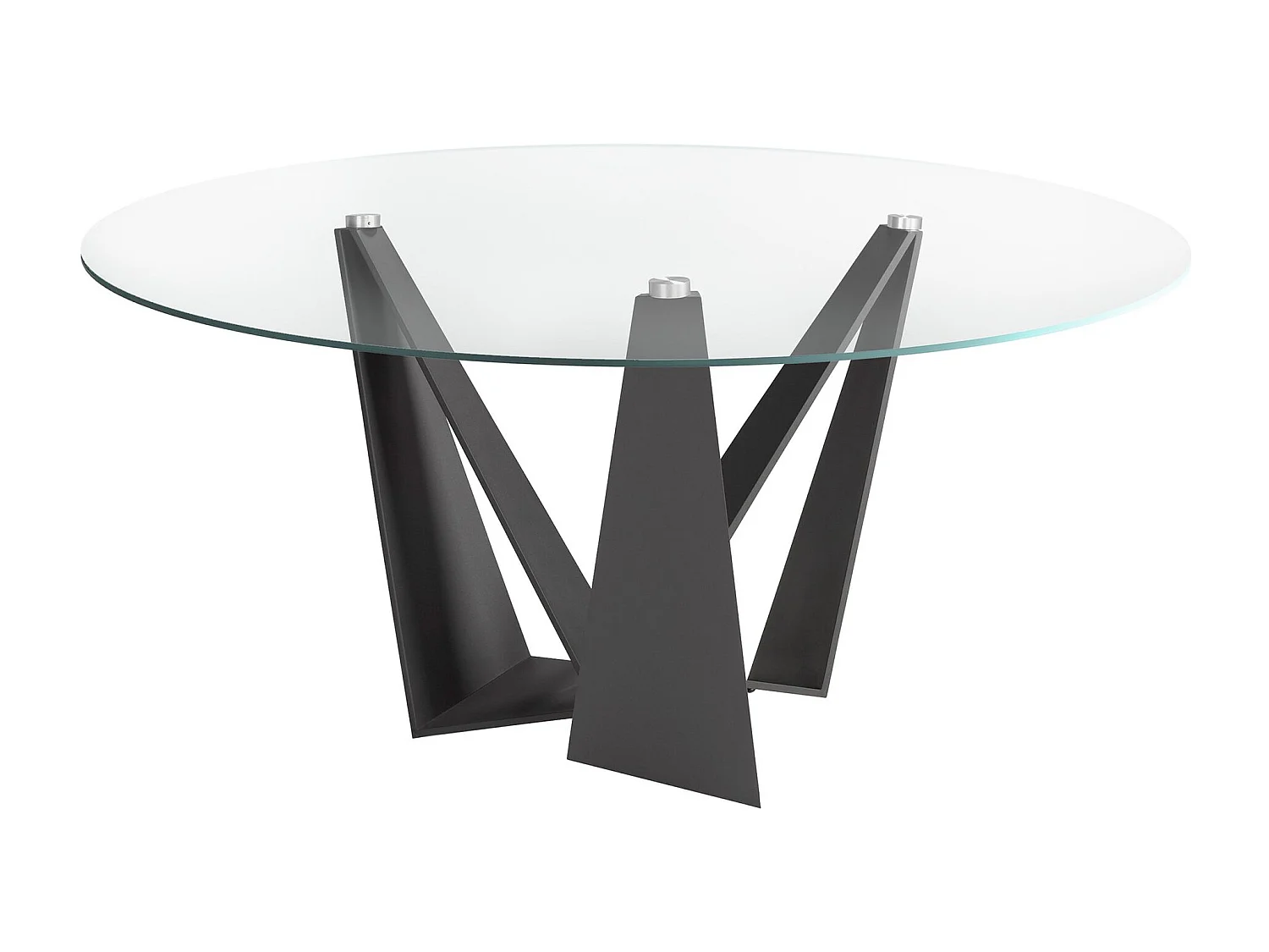 Eettafel rond gehard glas en zwart staal 1045 ANGEL CERDA