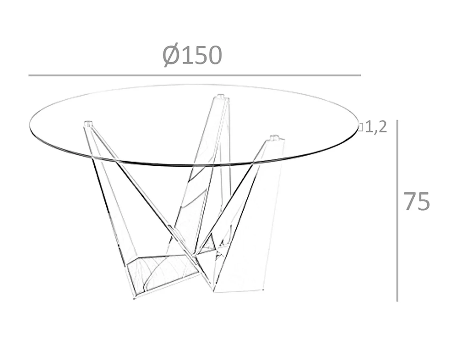 Eettafel rond gehard glas en zwart staal 1045 ANGEL CERDA