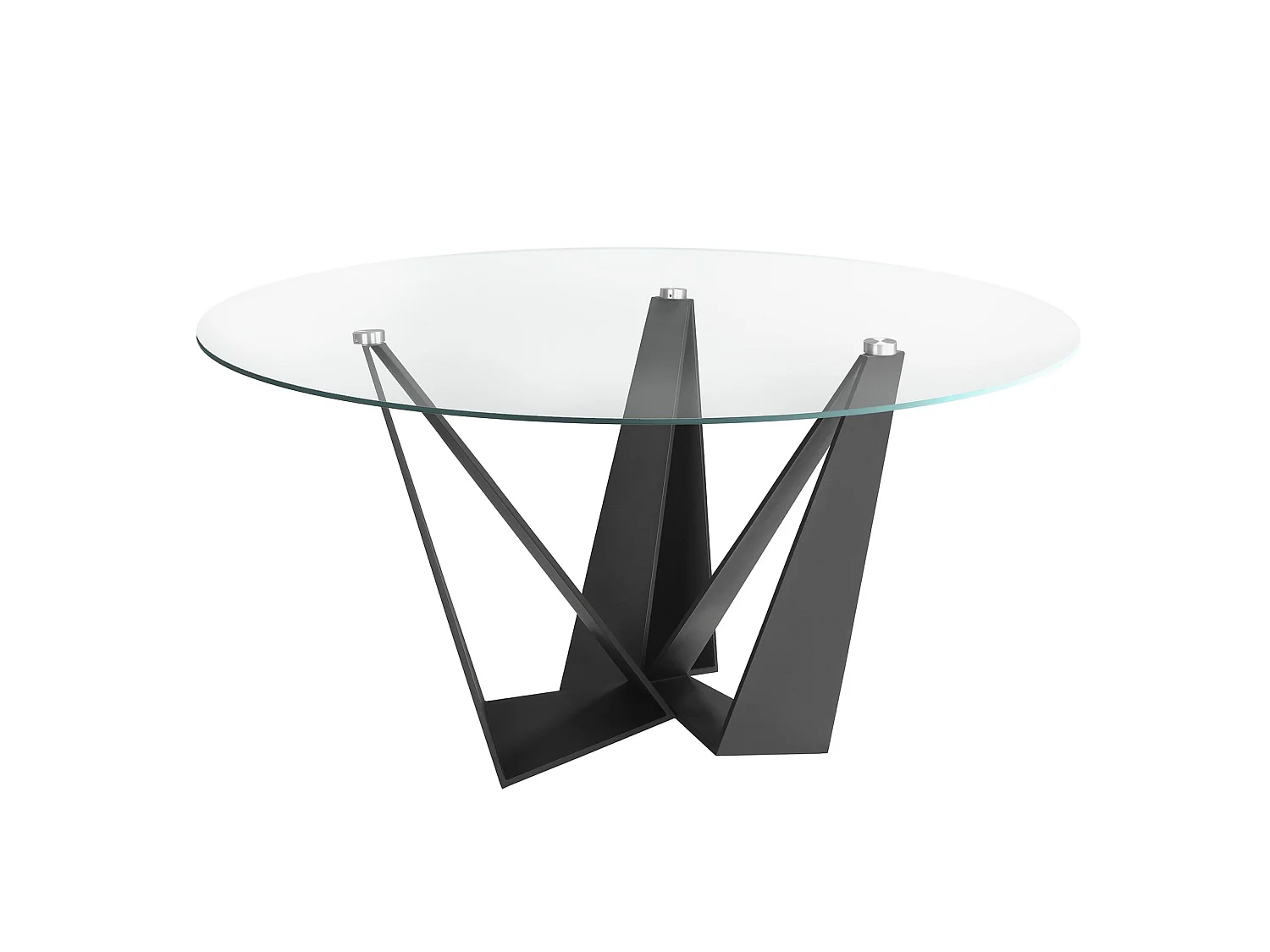 Table à manger ronde verre trempé et acier noir 1045 ANGEL CERDA