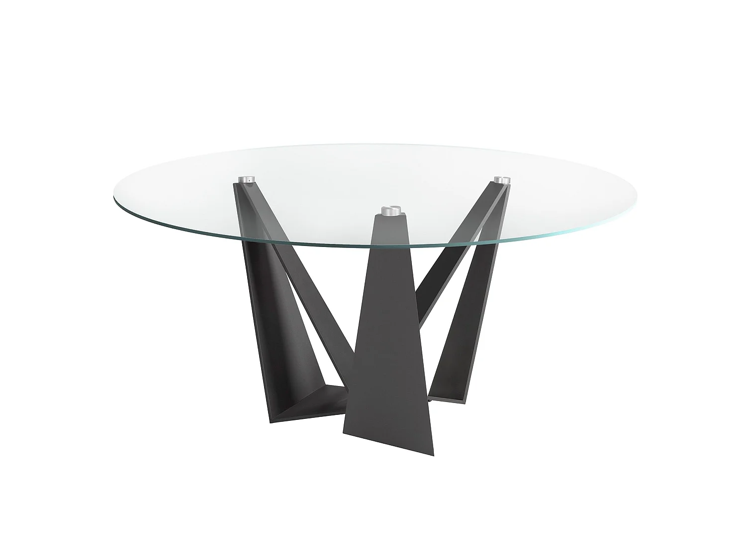 Table à manger ronde verre trempé et acier noir 1045 ANGEL CERDA