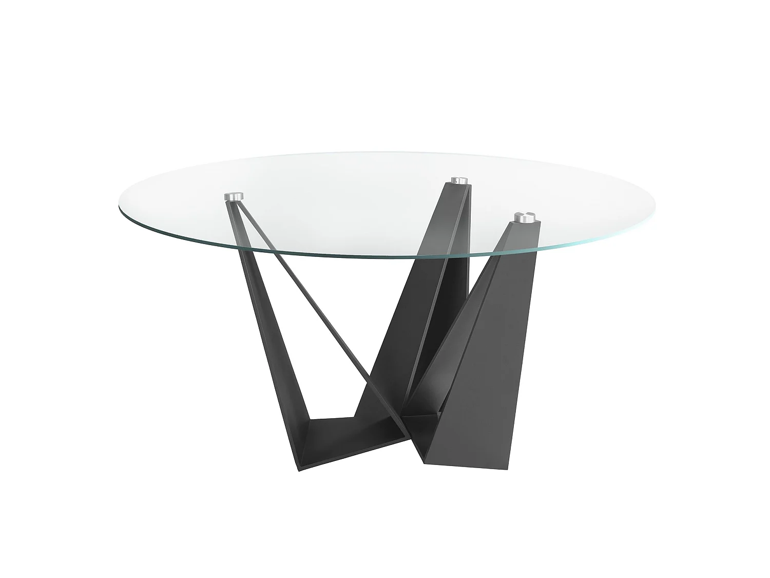 Table à manger ronde verre trempé et acier noir 1045 ANGEL CERDA