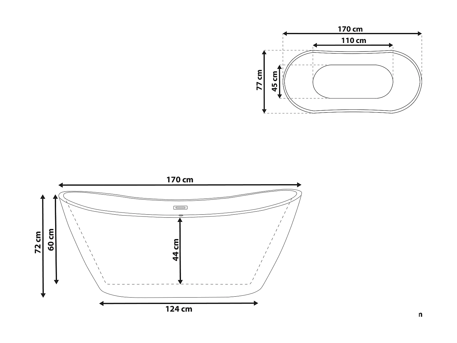 Wanna wolnostojąca ANTIGUA 170 x 77 cm Granatowy