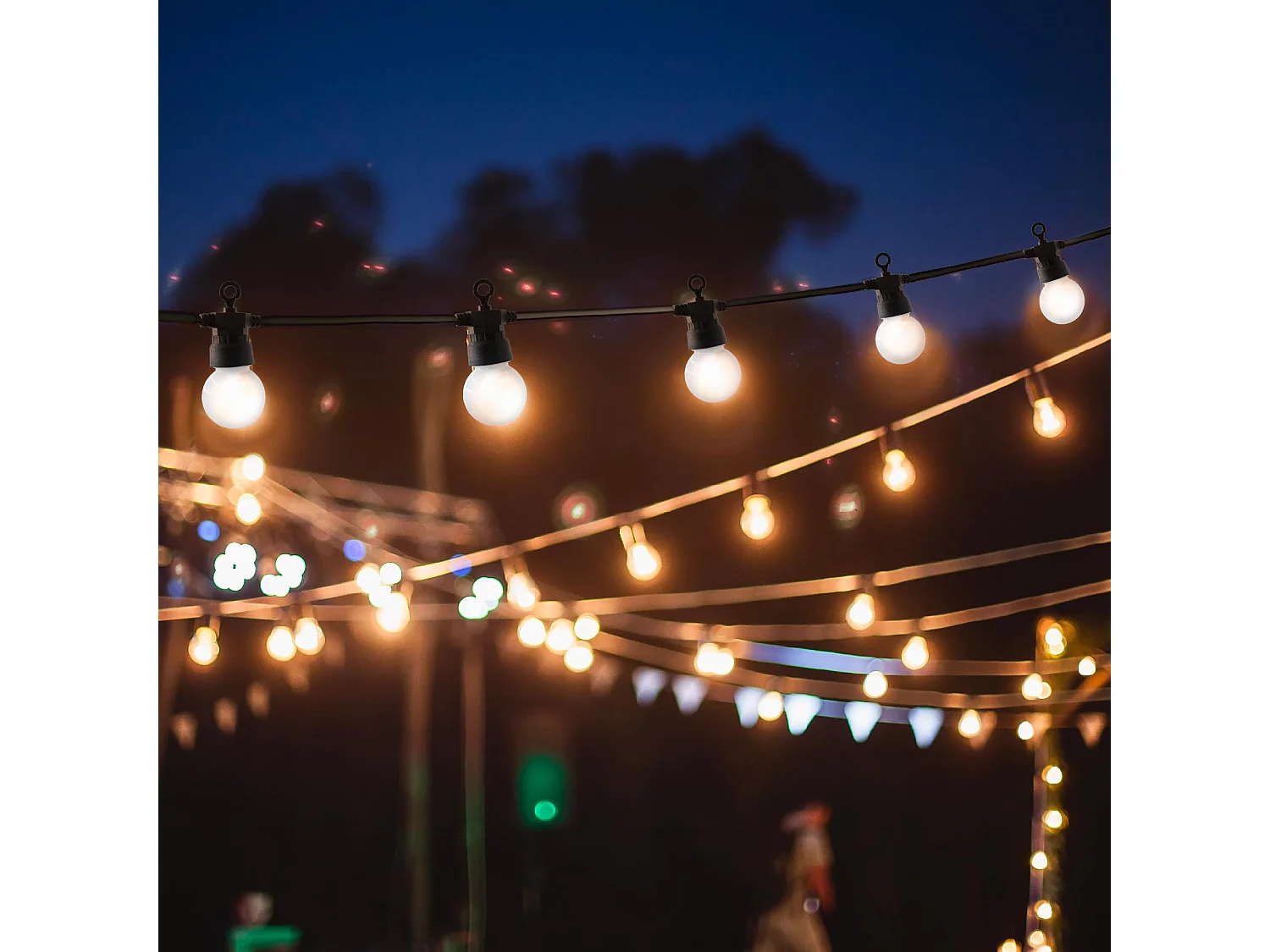 Guirlande guinguette PARTY Blanc Caoutchouc 5.7M