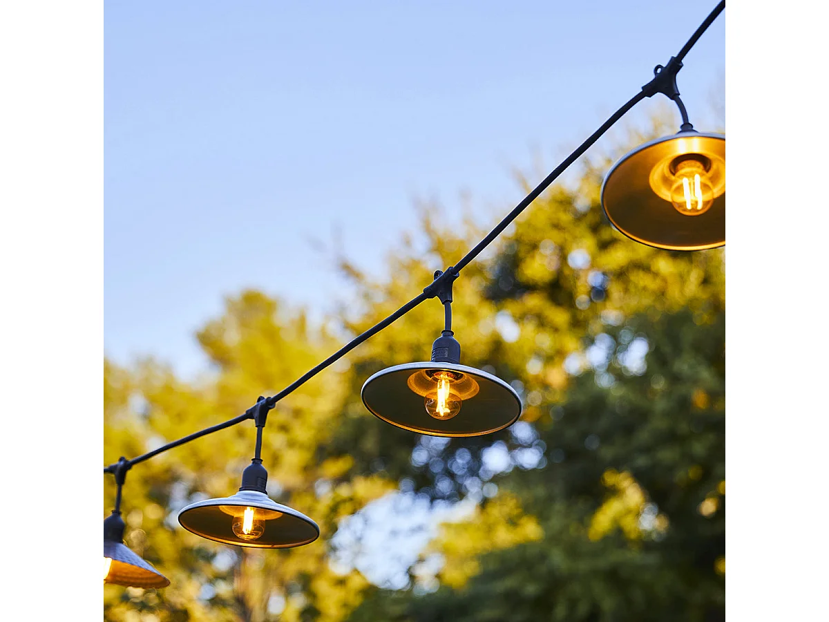 Guirlande chapeau acier BOWL GALVA Gris Acier 6M 10xE27