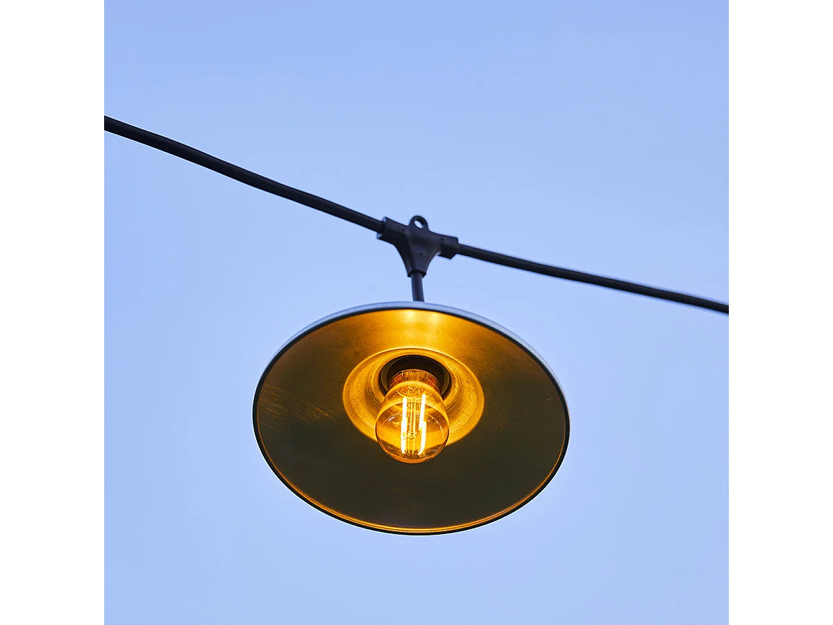 Guirlande chapeau acier BOWL GALVA Gris Acier 6M 10xE27