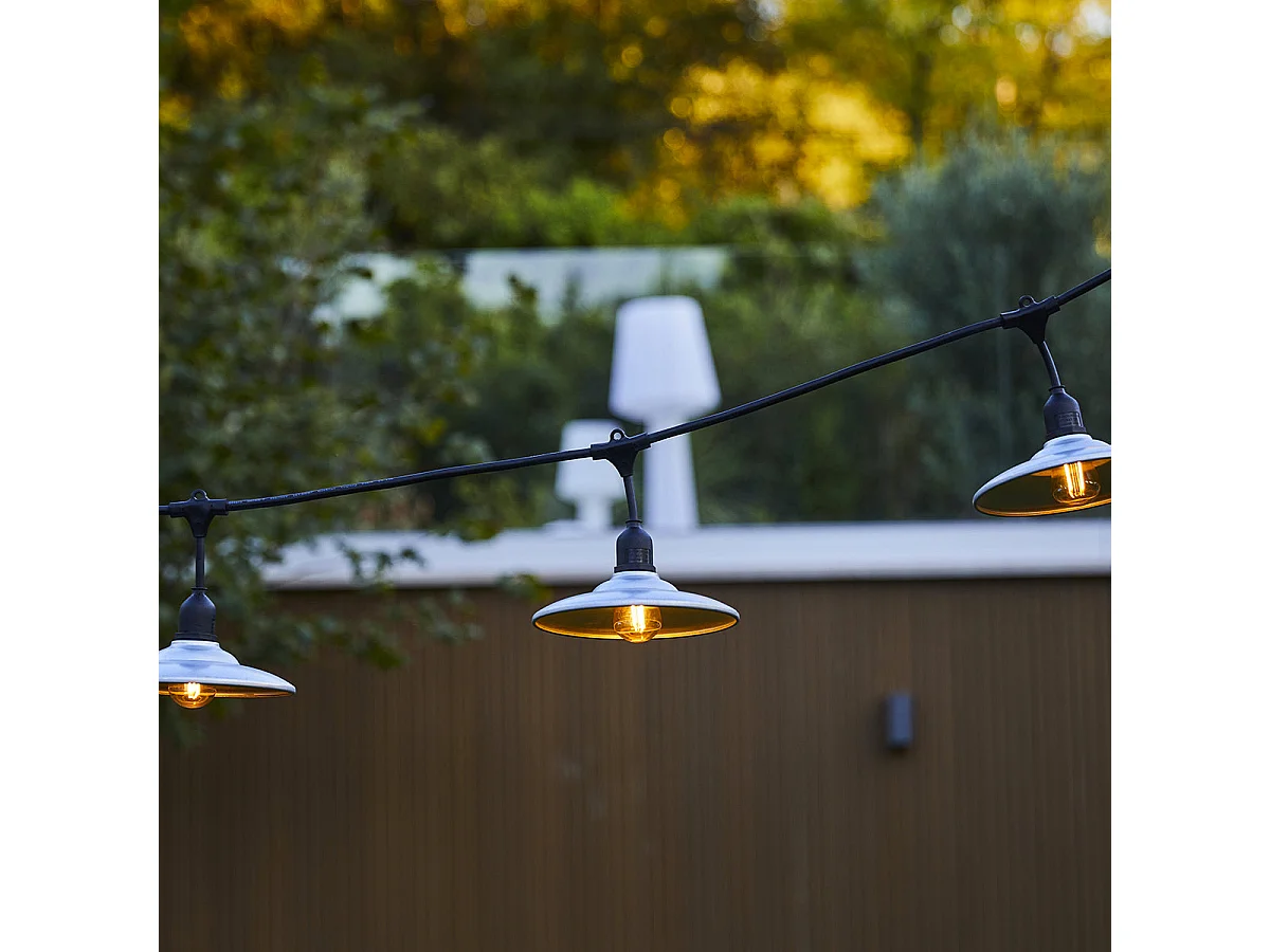 Guirlande chapeau acier BOWL GALVA Gris Acier 6M 10xE27