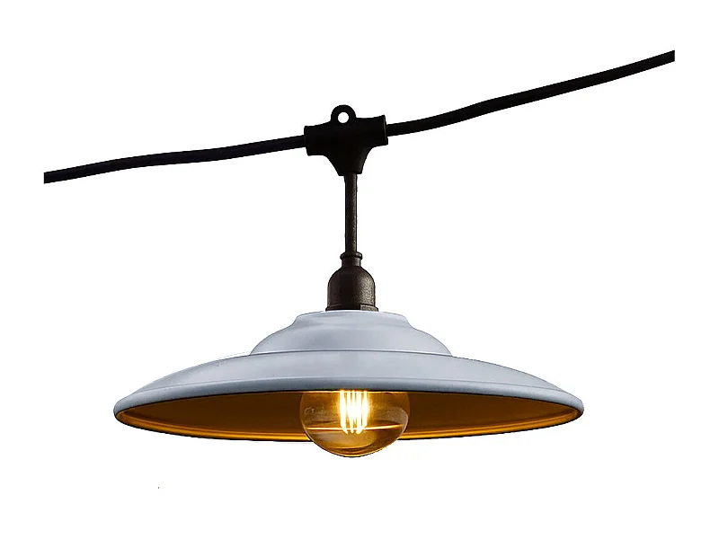 Guirlande chapeau acier BOWL GALVA Gris Acier 6M 10xE27