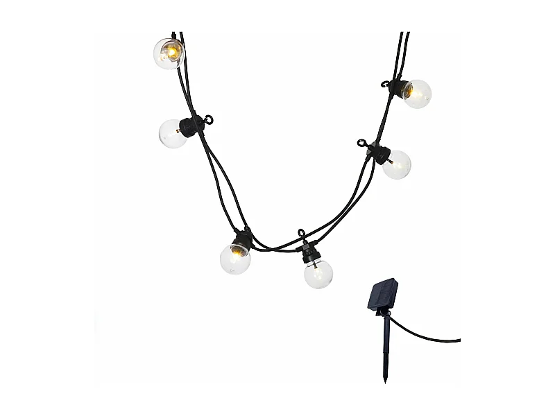 Lot de 2 guirlandes solaires 10 globes PARTY Blanc Plastique 5.9M