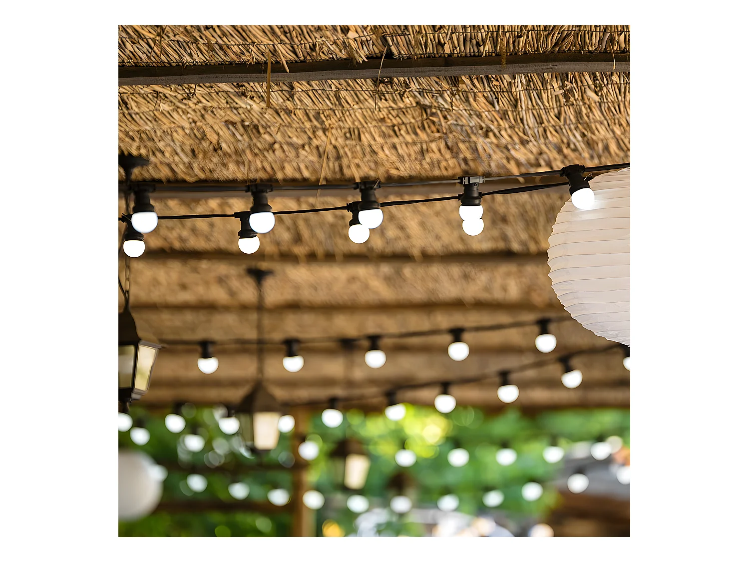 Guirlande solaire 10 globes PARTY Blanc Plastique 5.7M