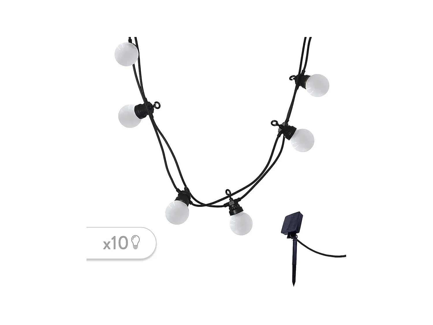 Guirlande solaire 10 globes PARTY Blanc Plastique 5.7M